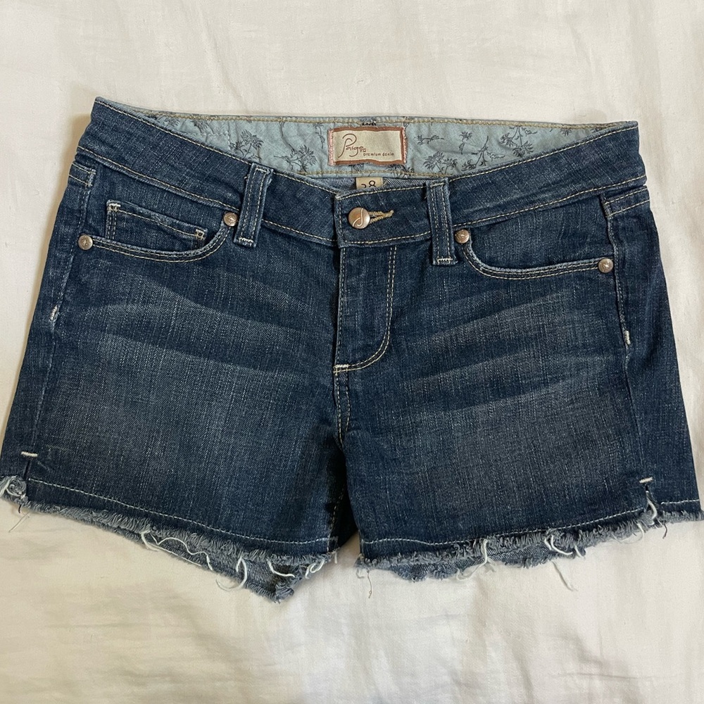 Paige Premium Denim low rise cut off denim shorts